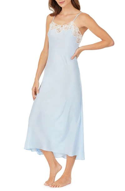 Eileen West Sleeveless Satin Nightgown In Blue