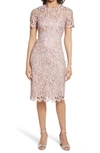 Eliza J Embroidered Lace Overlay Cocktail Dress In Pink