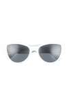 Versace Phantos 55mm Cat Eye Sunglasses In White/ Dark Grey
