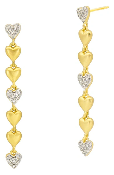 Freida Rothman From The Heart Linear Drop Earrings In Gold And Silver