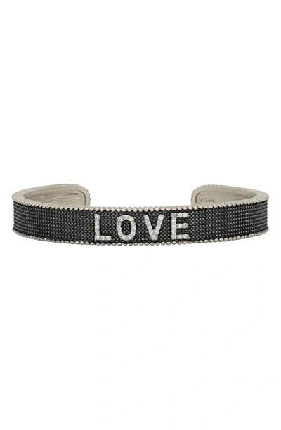 Freida Rothman Pavé Love Cuff Bracelet In Silver And Black