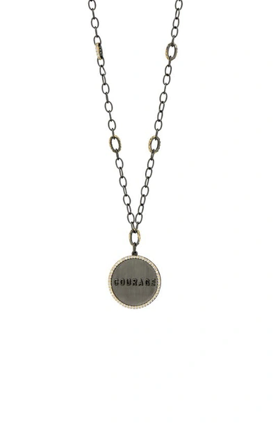 Freida Rothman West Point Courage Pendant Necklace In Gold And Black