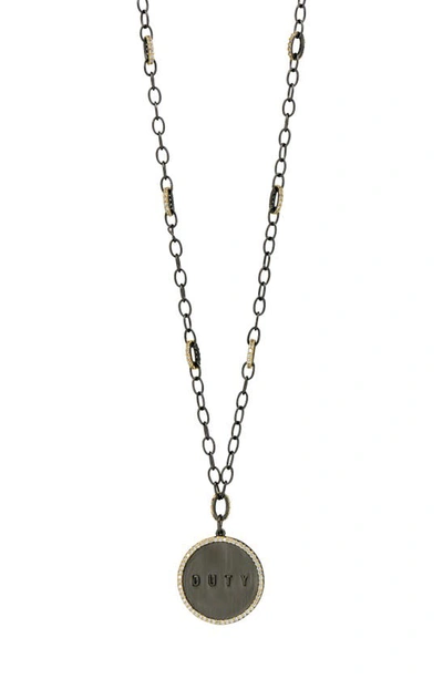 Freida Rothman West Point Duty Pendant Necklace In Gold And Black