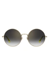 Levi's 58mm Mirrored Round Sunglasses In Gold Yellow/ Grey