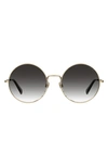 Levi's 58mm Mirrored Round Sunglasses In Gold/ Dark Grey