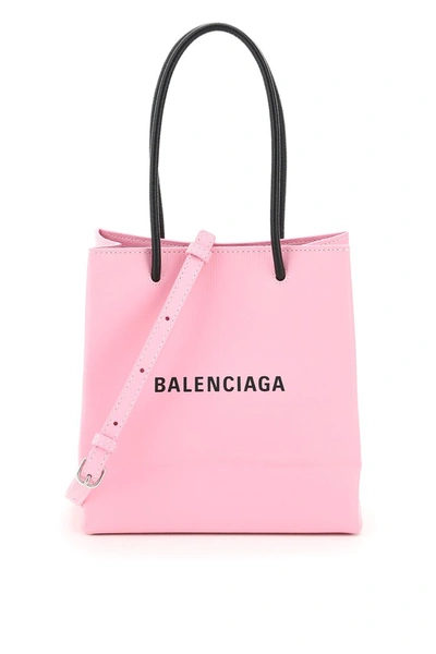 Balenciaga North South Xxs Logo Leather Shopping Bag In Pink