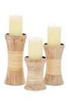 Willow Row Brown Pine Coastal Candle Holder In Brown