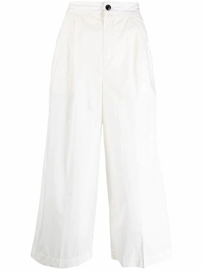 Woolrich Cropped Wide-leg Trousers In White