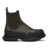 Alexander Mcqueen Men's Tread Leather Chelsea Boots In Blk Silver