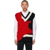 ALEXANDER MCQUEEN BLACK & RED INTARSIA INK BLEEDING waistcoat