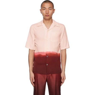 Alexander Mcqueen Pink & Burgundy Gradient Print Short Sleeve Shirt In Bordeaux/pink