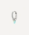 Maria Tash 18ct 6.5mm Single Short Opal Spike Diamond Eternity Single Hoop Earring In Silver