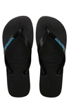 Havaianas Top Filete Flip Flop In Black/turquoise