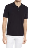 Vince Classic Fit Short Sleeve Cotton Polo Shirt In Black