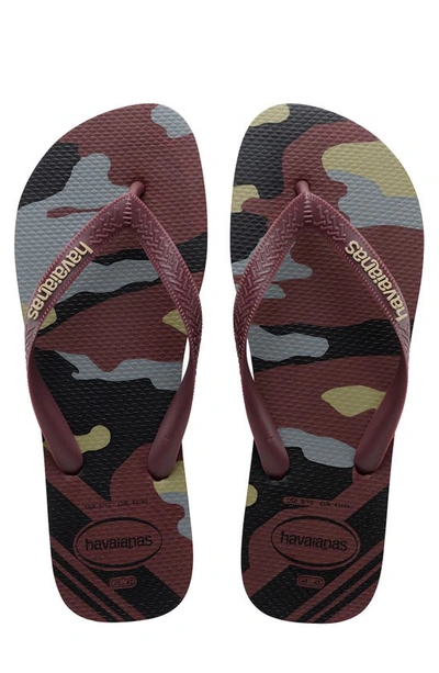 Havaianas Top Camo Flip Flops In Grape Wine