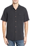 Tommy Bahama Royal Bermuda Standard Fit Silk Blend Camp Shirt In Black