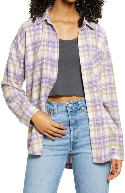 Bp. Boyfriend Plaid Button-up Shirt In Purple Paisley Davia Plaid