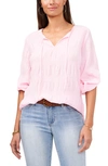 Vince Camuto Smocked Blouse In Pink Iris