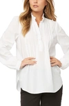 Nydj Pintuck Pleat Crepe Blouse In Optic White