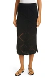 Rebecca Taylor Crochet Pencil Midi Skirt In Black
