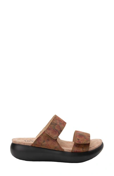 Alegria Bryce Slide Sandal In Cognac & Roses Leather