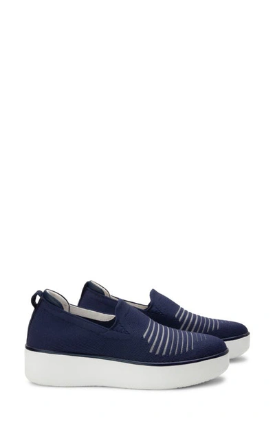 Traq By Alegria Mystiq Peeps Platform Slip-on Trainer In Peeps Navy Fabric