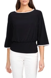 Chaus Banded Waist Flare Sleeve Top In Black