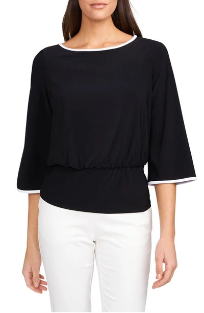Chaus Banded Waist Flare Sleeve Top In Black