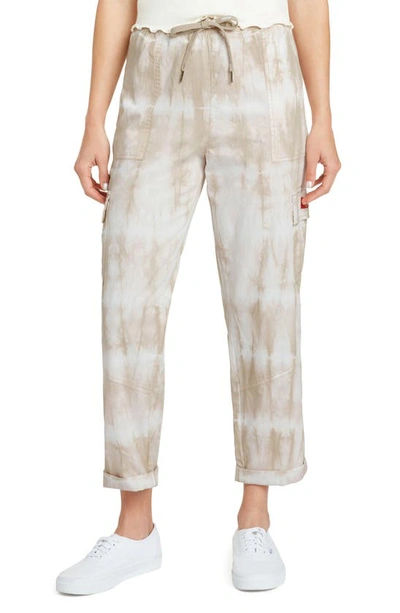 Dickies Contrast Stitch Tapered Pull On Pants In White/ Khaki Tie Dye