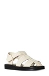 The Row Off-white Leather Fisherman Flat Sandals