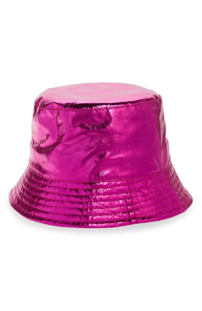 Isabel Marant Haley Metallic Leather Bucket Hat In Pink