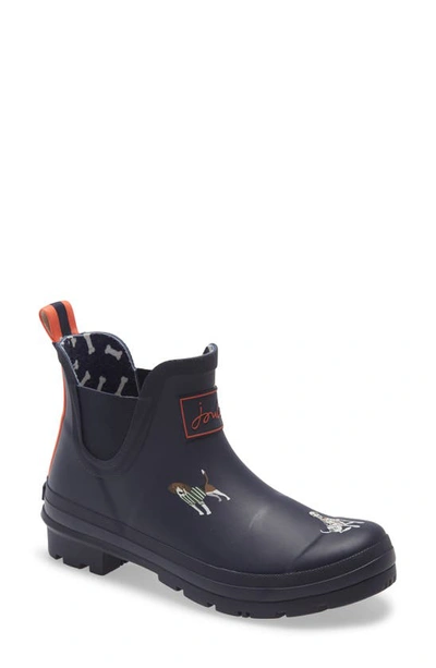 Joules Wellibob Short Rain Boot In Navy Beach Dogs