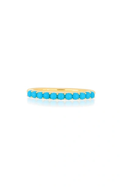 Ef Collection Turquoise Stacking Ring In Yellow Gold/ Turquoise
