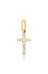 Ef Collection Diamond Cross Charm In Yellow Gold/ Diamond