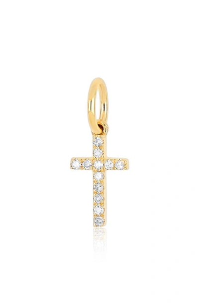 Ef Collection Diamond Cross Charm In Yellow Gold/ Diamond