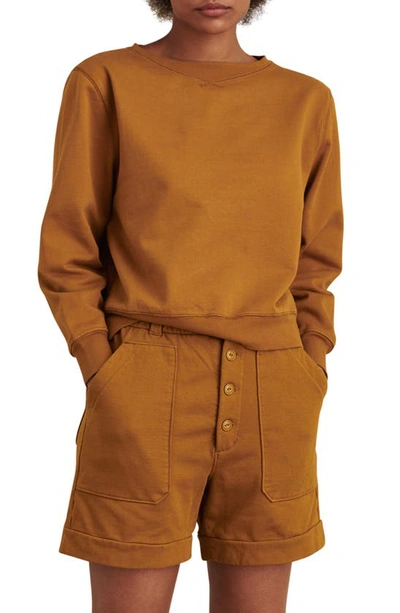 Alex Mill Lakeside Boatneck Sweatshirt In Golden Khaki