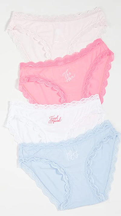 Stripe & Stare Wedding Knickers In Pale Pink/white/hot Pink/blue