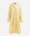 Joseph Dan Tiered Ramie-voile Midi Shirt Dress In Custard Yellow