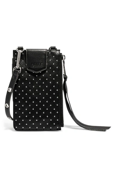 Aimee Kestenberg Getaway Rfid Leather Phone Crossbody Pouch In Black Micro Studs