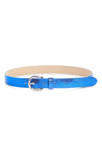 Isabel Marant Zap Metallic Snake Embossed Leather Belt In Blue