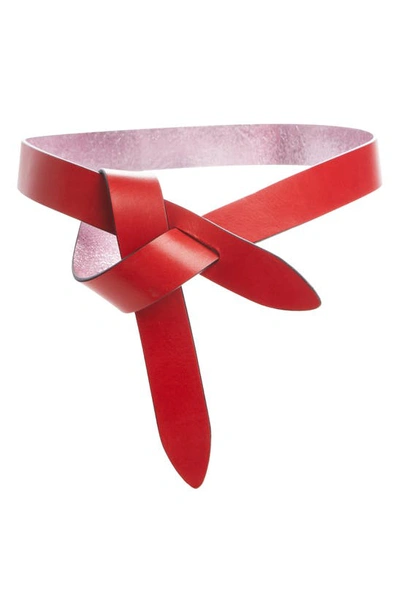 Isabel Marant Lecce Reversible Leather Belt In Pink/ Red