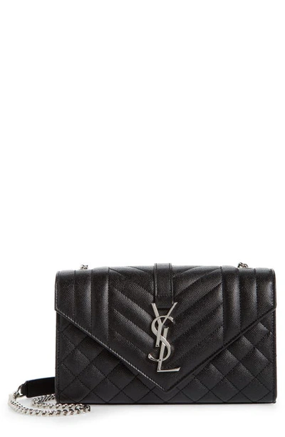 SAINT LAURENT SMALL ENVELOPE CALFSKIN LEATHER SHOULDER BAG,600195BOW92