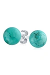 Bling Jewelry Sterling Silver Dot Turquoise Stud Earrings In Blue
