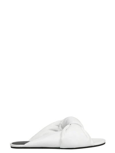 Balenciaga Drapy Knotted Leather Sandals In White