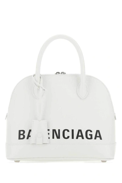 Balenciaga Small Leather Ville Top-handle Bag In White