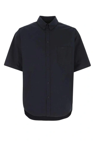 Balenciaga Short Sleeves Shirt In Blue