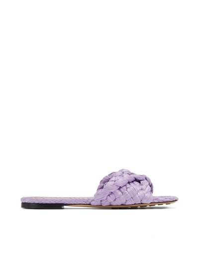 Bottega Veneta Stretch Braided Flat Sandals In Pink & Purple