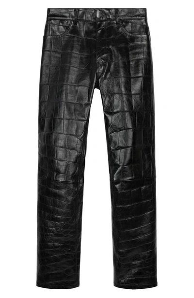 Givenchy Black Mock Croc Leather Trousers ModeSens
