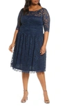 Kiyonna Luna Lace A-line Dress In Navy