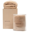 Resore Set Of 2 Wash Cloths With Wash Cloth Holder In Toasted Almond